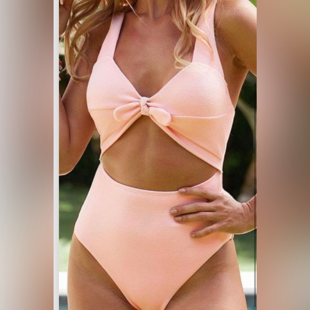 Coral vintage style bathing suit.